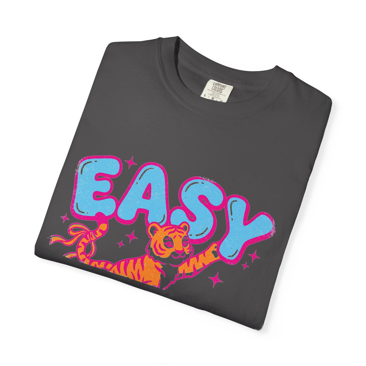 Easy Tiger Shirt, Y2K Bubble Letter Tiger Tee, Pink And Blue Retro Shirt, Funny Flirty Gift
