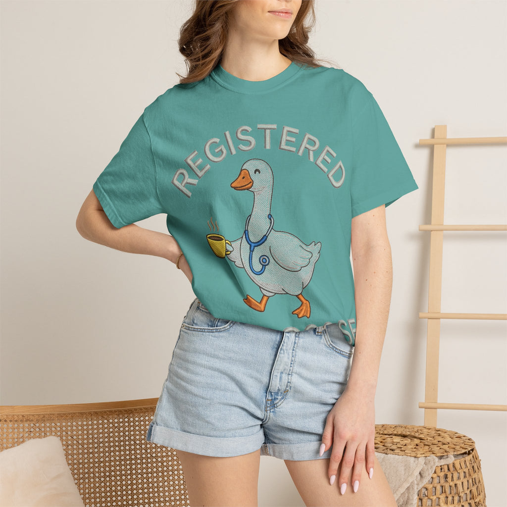Registered Silly Goose Straight Text Shirt, Embroidered Look Nurse Goose Tee, Funny RN Shirt, Nurse Gift