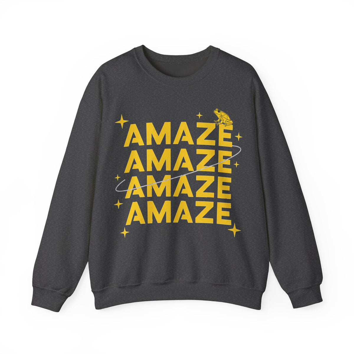 Amaze Amaze Amaze Frog Sweatshirt, Funny Retro Frog Sweatshirt, Yellow Typography Frog Lover Gift, Weird Meme Sweatshirt, Cottagecore Frog G