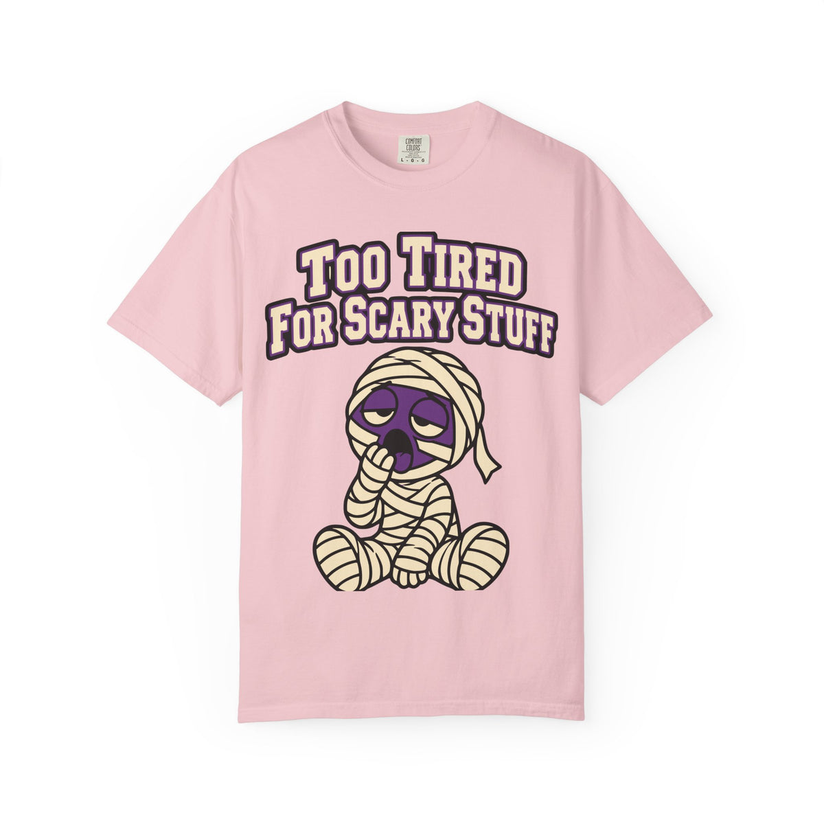 Too Tired For Scary Stuff Halloween Shirt, Funny Mummy Tee, Retro Spooky Humor