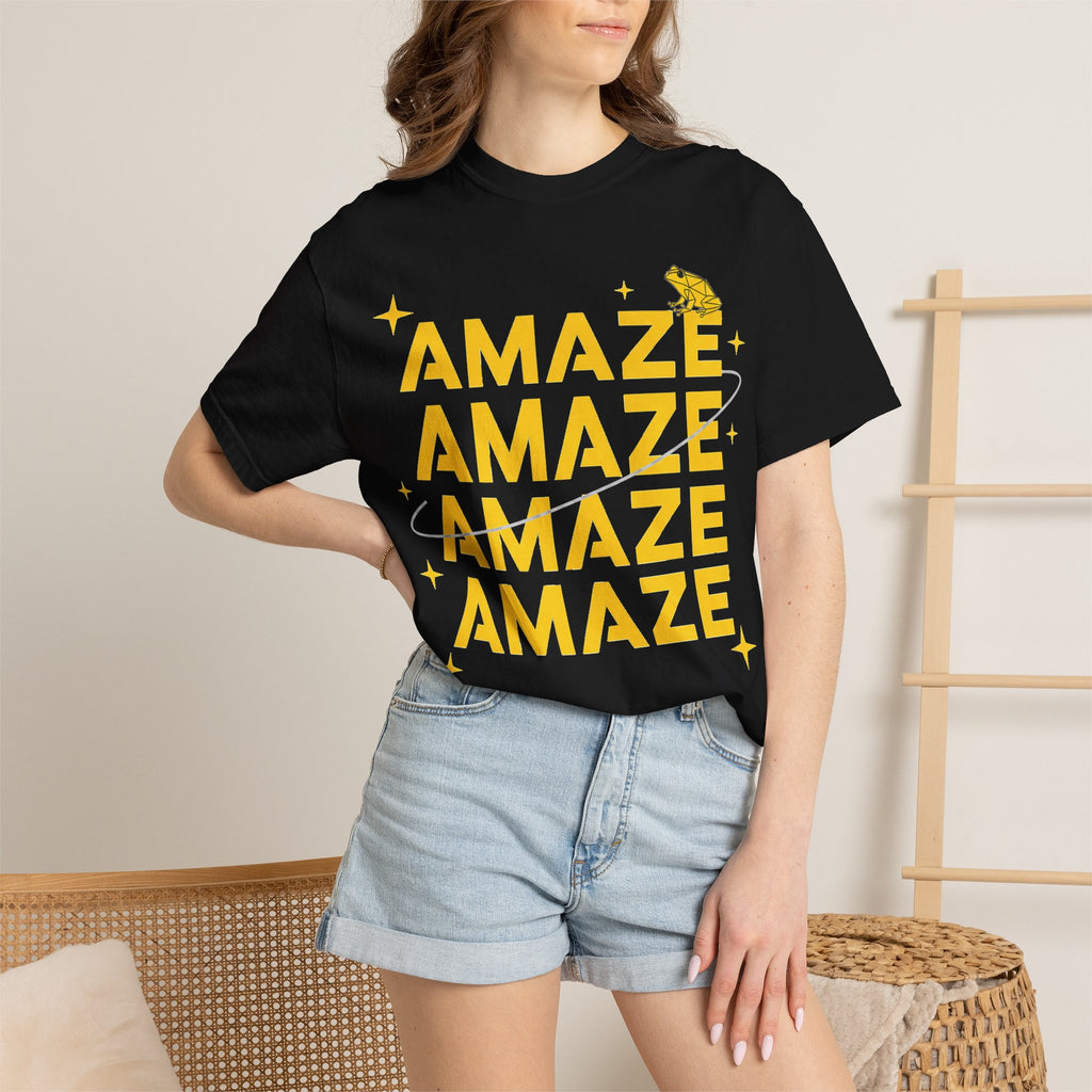 Amaze Amaze Amaze Amaze Shirt, Four Line Retro Type Tee, Frog Sparkle Graphic Shirt, Trendy Gift