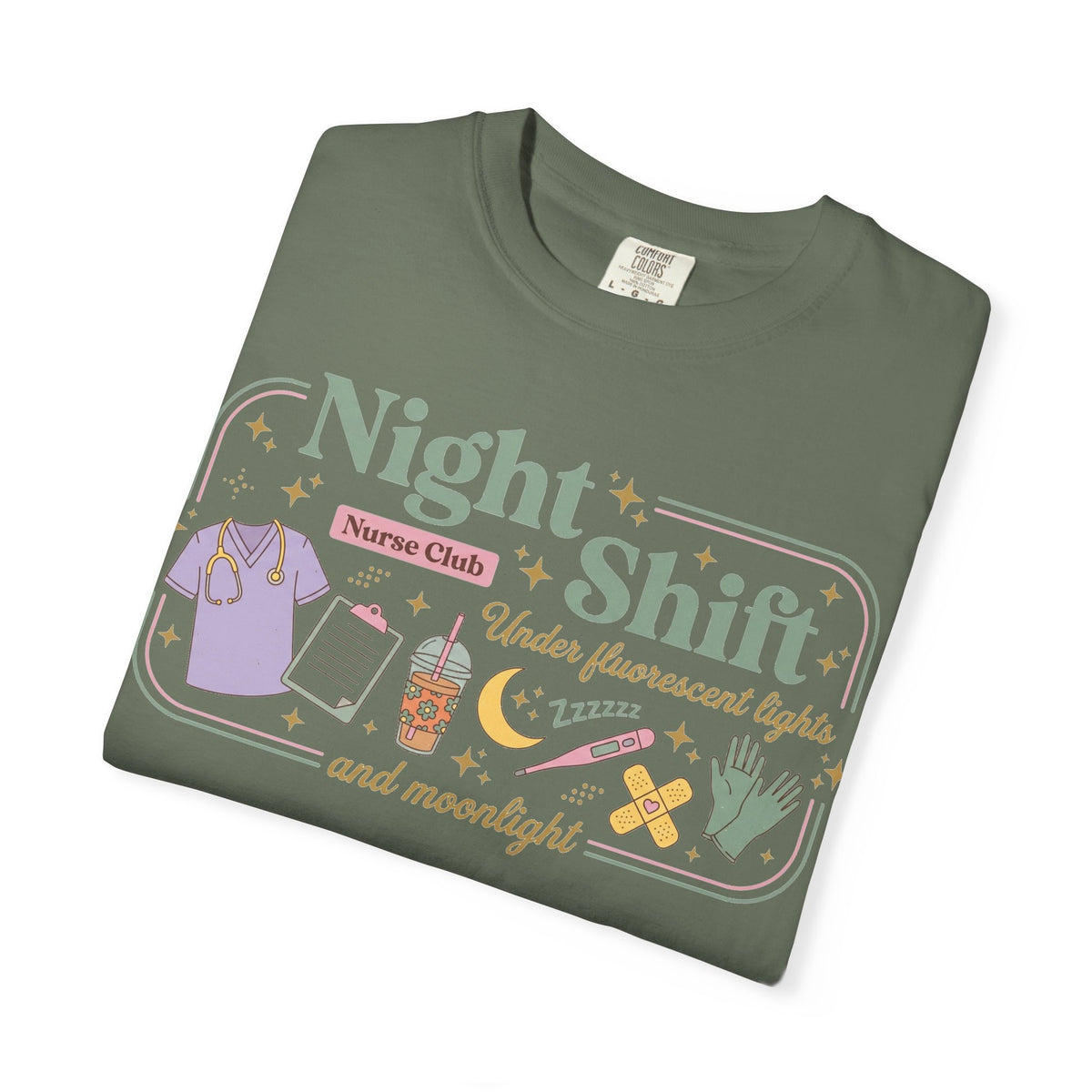 Night Shift Nurse Club Shirt, Under Fluorescent Lights And Moonlight Tee, Cute Night Nurse Shirt, RN Gift