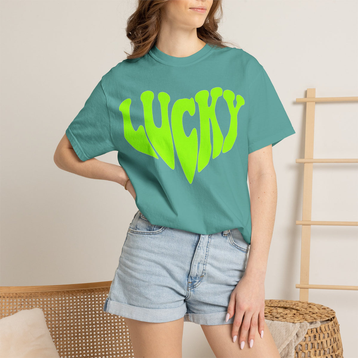Lucky Melting Letters Shirt, Neon Green Trippy Tee, Psychedelic St Patricks Shirt, Festival Gift