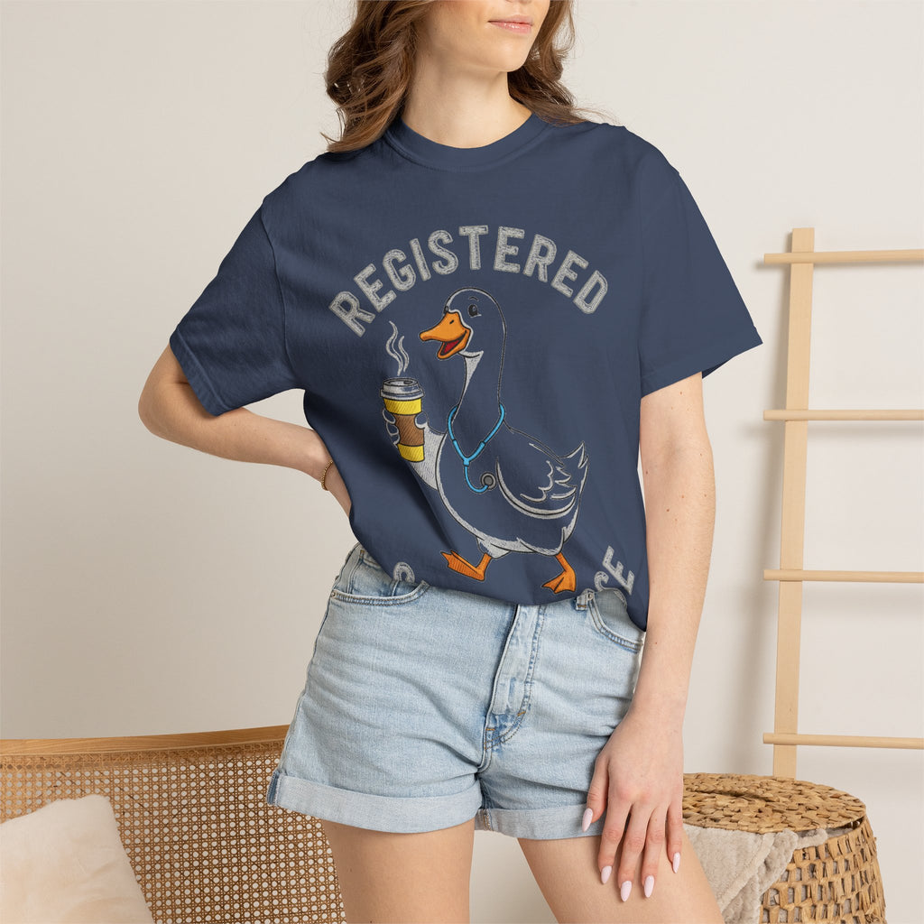 Registered Silly Goose Coffee Cup Shirt, Faux Stitch Nurse Goose Tee, Funny Nurse Shirt, RN Gift