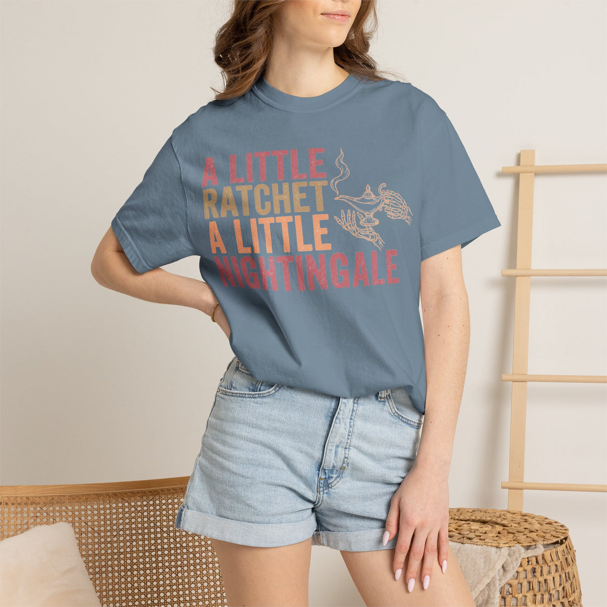 A Little Ratchet A Little Nightingale Shirt, Funny Nurse Shirt, Skeleton Hand Lamp Nurse Tee, Sarcastic RN Gift