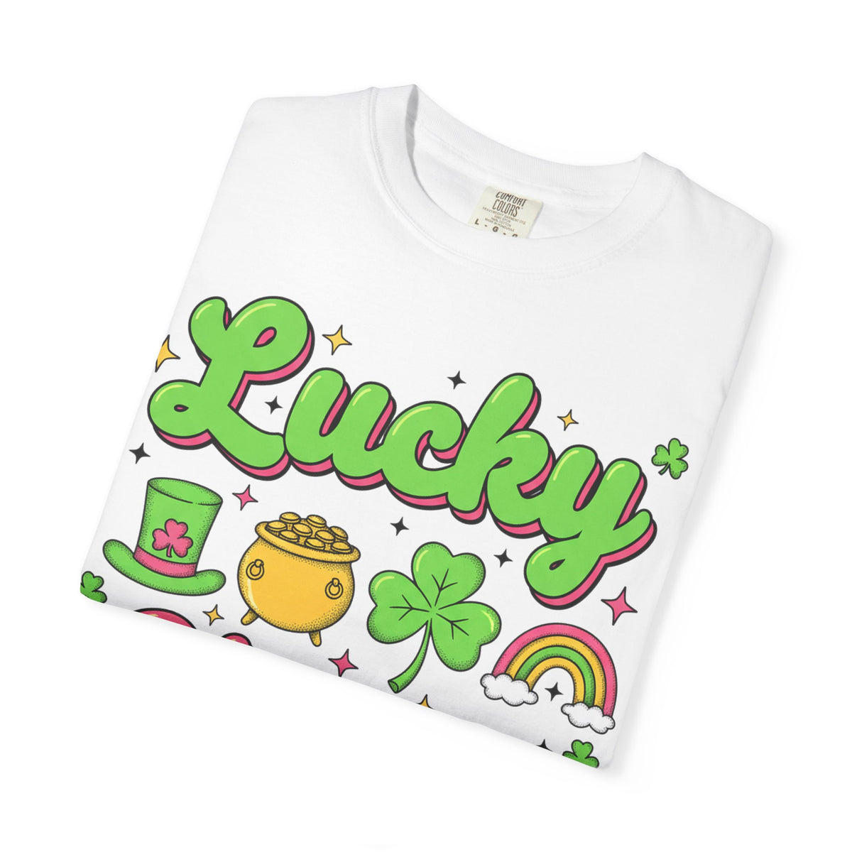 Lucky Charm Pink Shirt, Groovy St Patricks Day Tee, Rainbow Clover Shirt, Irish Gift