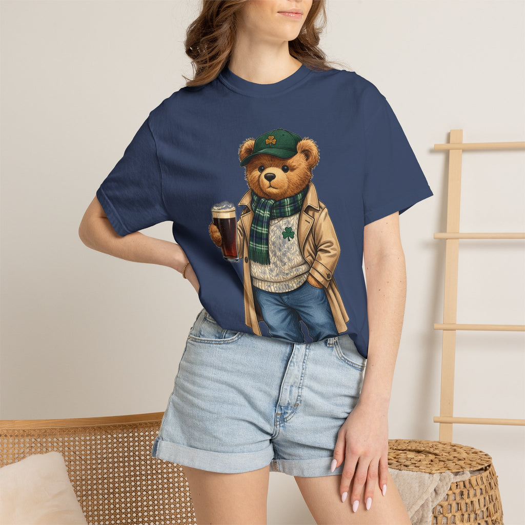 Irish Teddy Bear Trench Coat Shirt, Flat Cap Bear Stout Pint Tee, St Patricks Day Shirt, Irish Gift