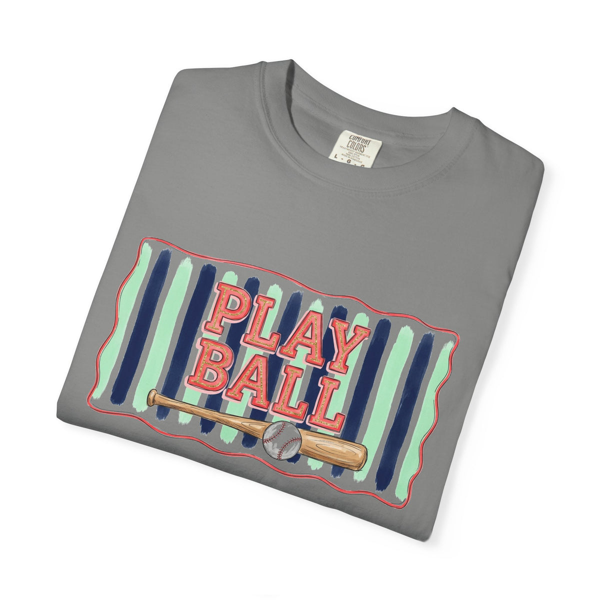 Play Ball Shirt, Painted Stripe Baseball Tee, Vintage Baseball Mom Shirt, Game Day Gift