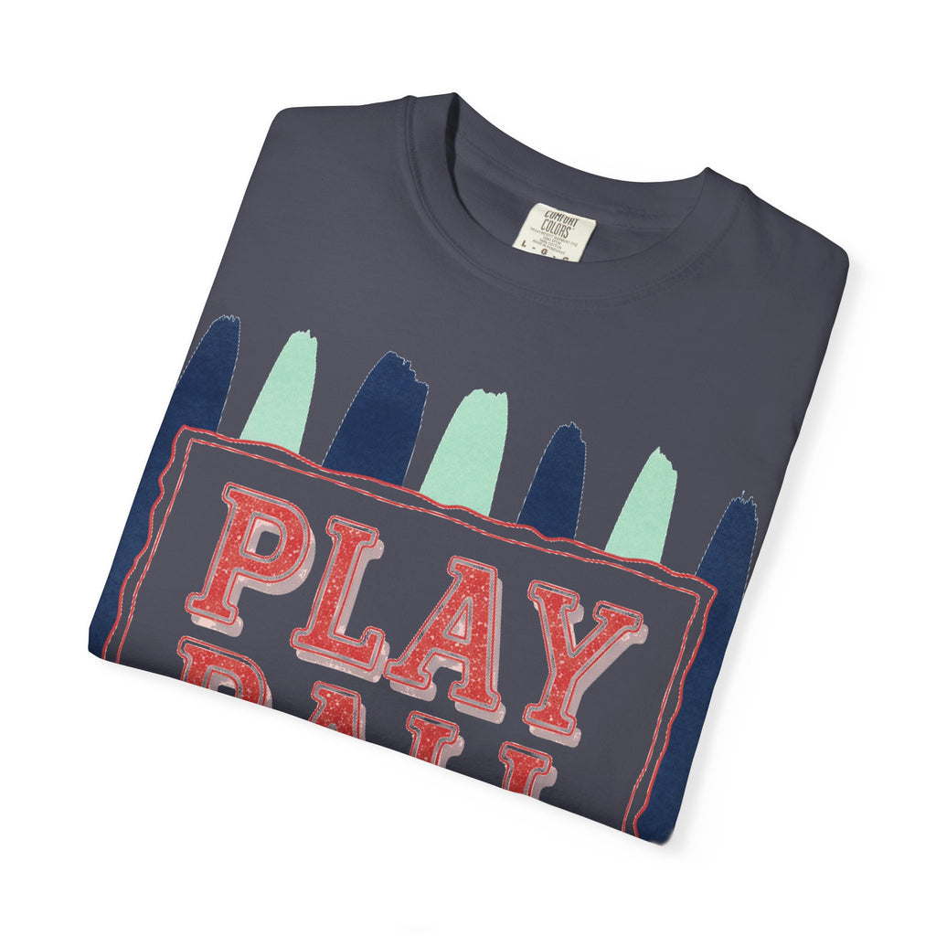Play Ball Tall Stripe Shirt, Painted Baseball Panel Tee, Game Day Baseball Shirt, Sports Mom Gift