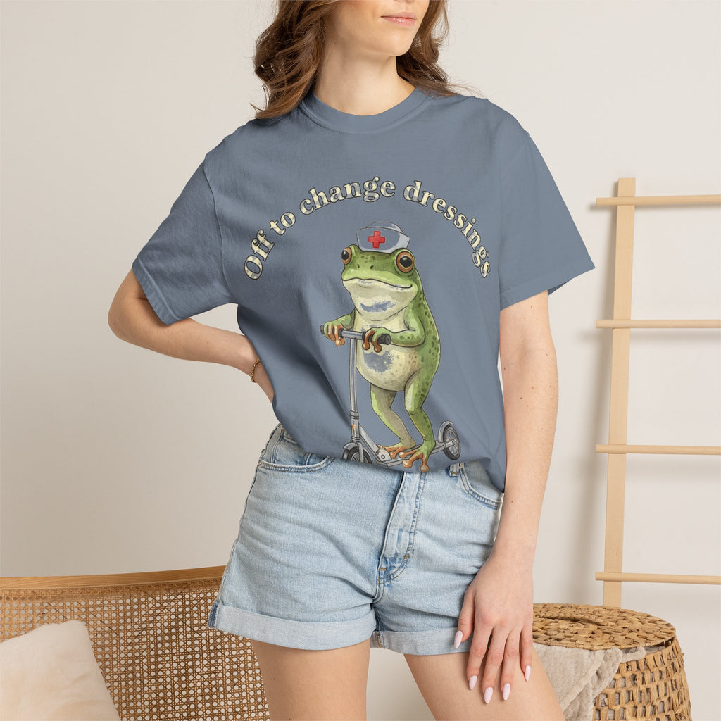 Off To Change Dressings Shirt, Funny Nurse Frog Scooter Tee, Wound Care Nurse Shirt, RN Gift