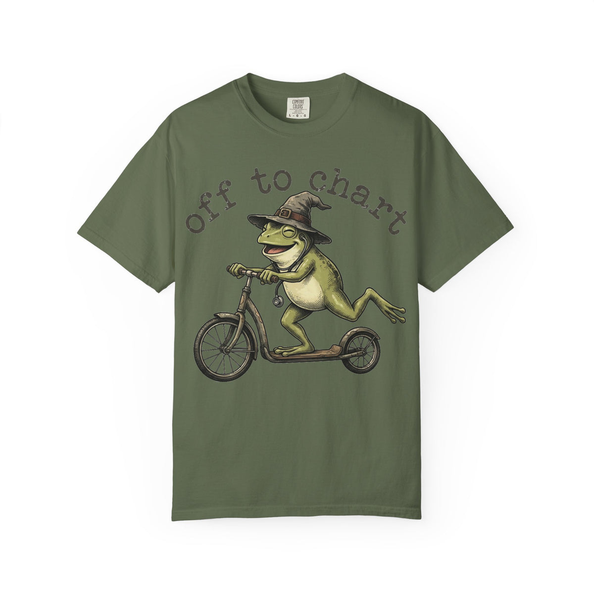 Off To Chart Grinning Frog Shirt, Nurse Frog Scooter Tee, Funny Charting Shirt, RN Gift