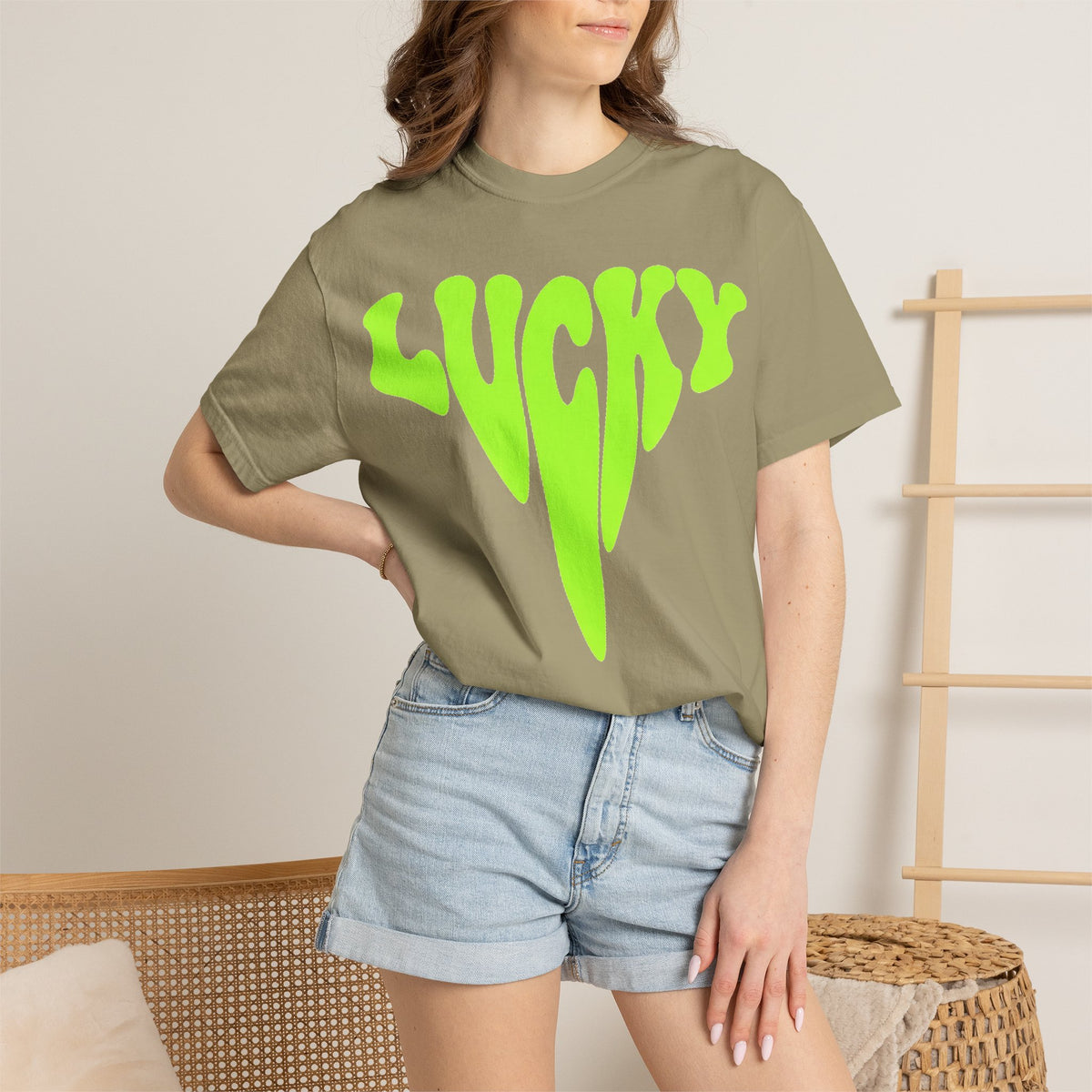 Lucky Drip Shirt, Neon Psychedelic Lettering Tee, Trippy St Patricks Day Shirt, Rave Gift