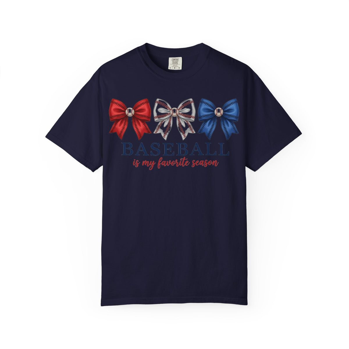 Baseball Is My Favorite Season Tee, Small Bow Trio Baseball Shirt, Coquette Sports Mom Shirt, Game Day Gift