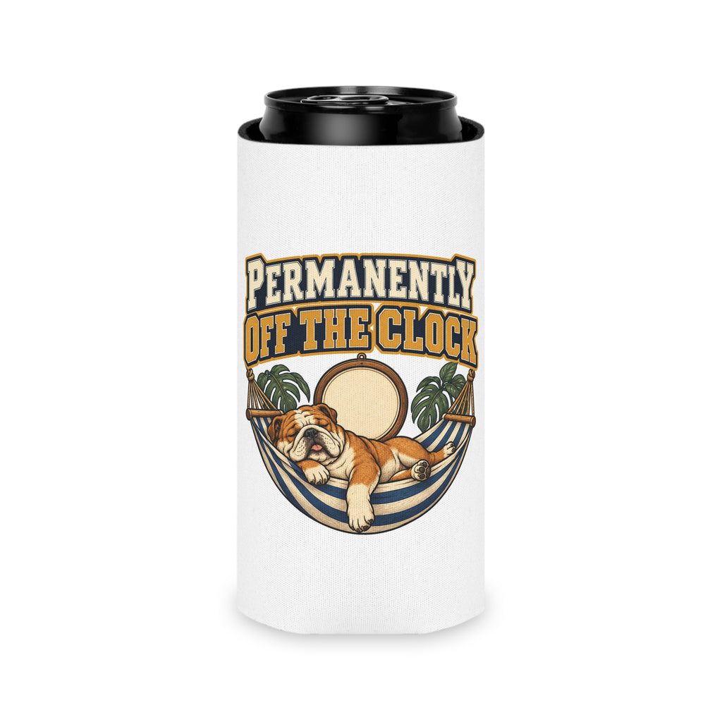 Permanently Off The Clock Can Cooler, Funny Beer Can Sleeve, Retirement Gift Stocking Stuffer