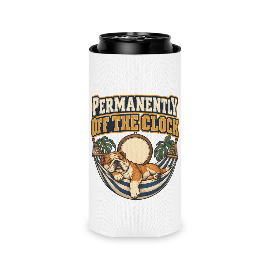 Permanently Off The Clock Can Cooler, Funny Beer Can Sleeve, Retirement Gift Stocking Stuffer