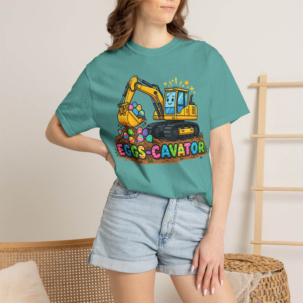 Eggs-Cavator Excavator Shirt, Funny Easter Construction Tee, Digger Easter Egg Shirt, Boys Easter Gift