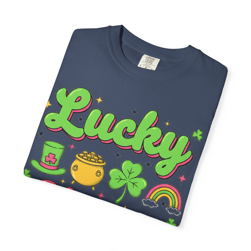 Lucky Charm Pink Shirt, Groovy St Patricks Day Tee, Rainbow Clover Shirt, Irish Gift