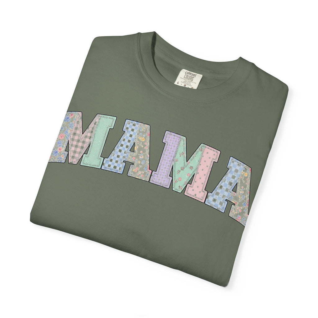 Mama Soft Patchwork Shirt, Small Pastel Applique Tee, Shabby Chic Mama Shirt, Mom Gift