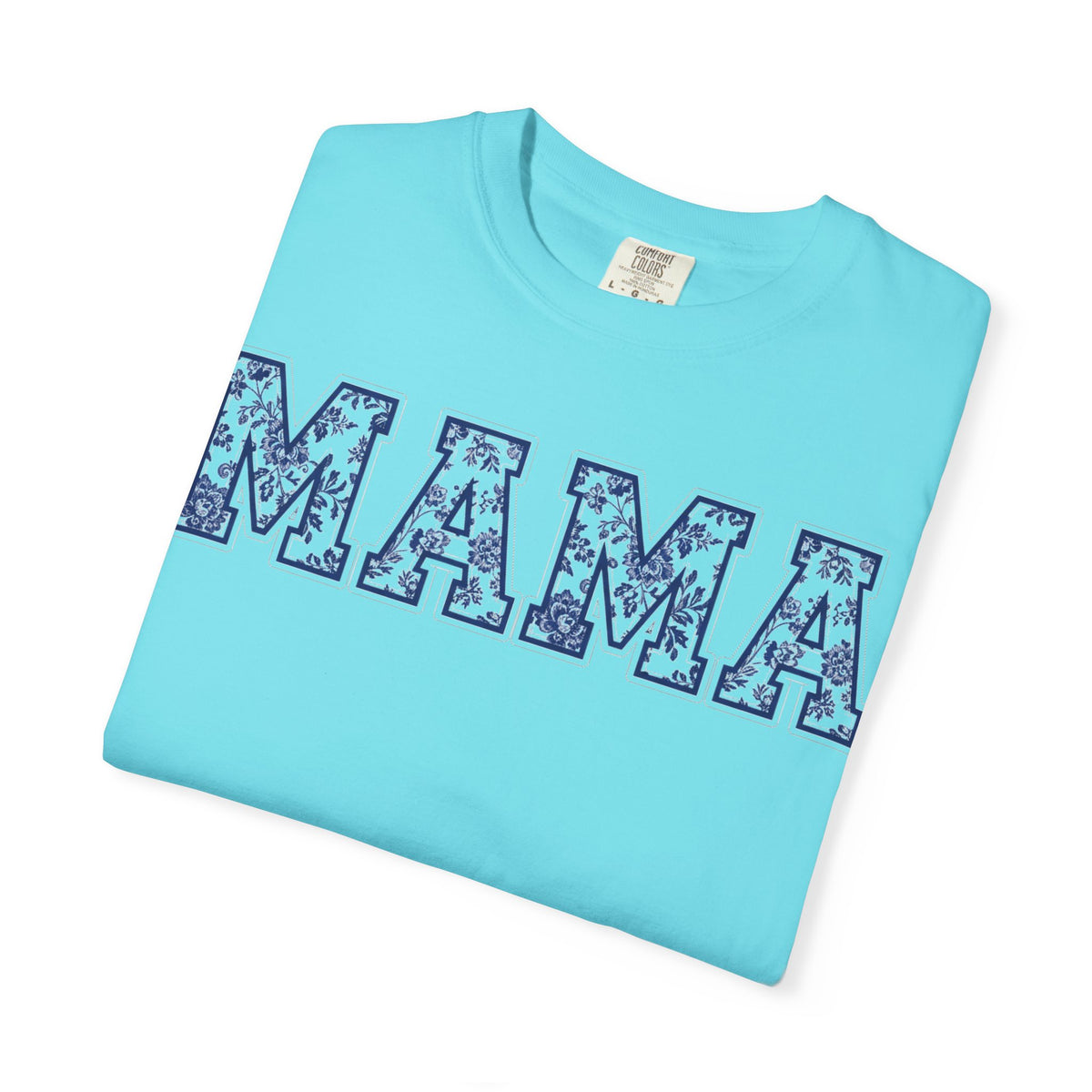 Mama Delft Blue Floral Shirt, Toile Varsity Applique Tee, Grandmillennial Mom Shirt, Mothers Day Gift