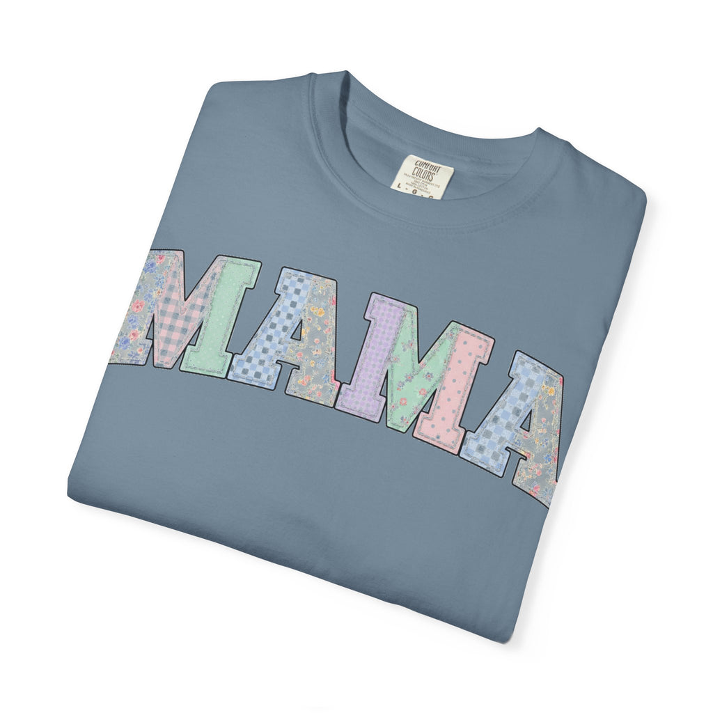Mama Soft Patchwork Shirt, Small Pastel Applique Tee, Shabby Chic Mama Shirt, Mom Gift