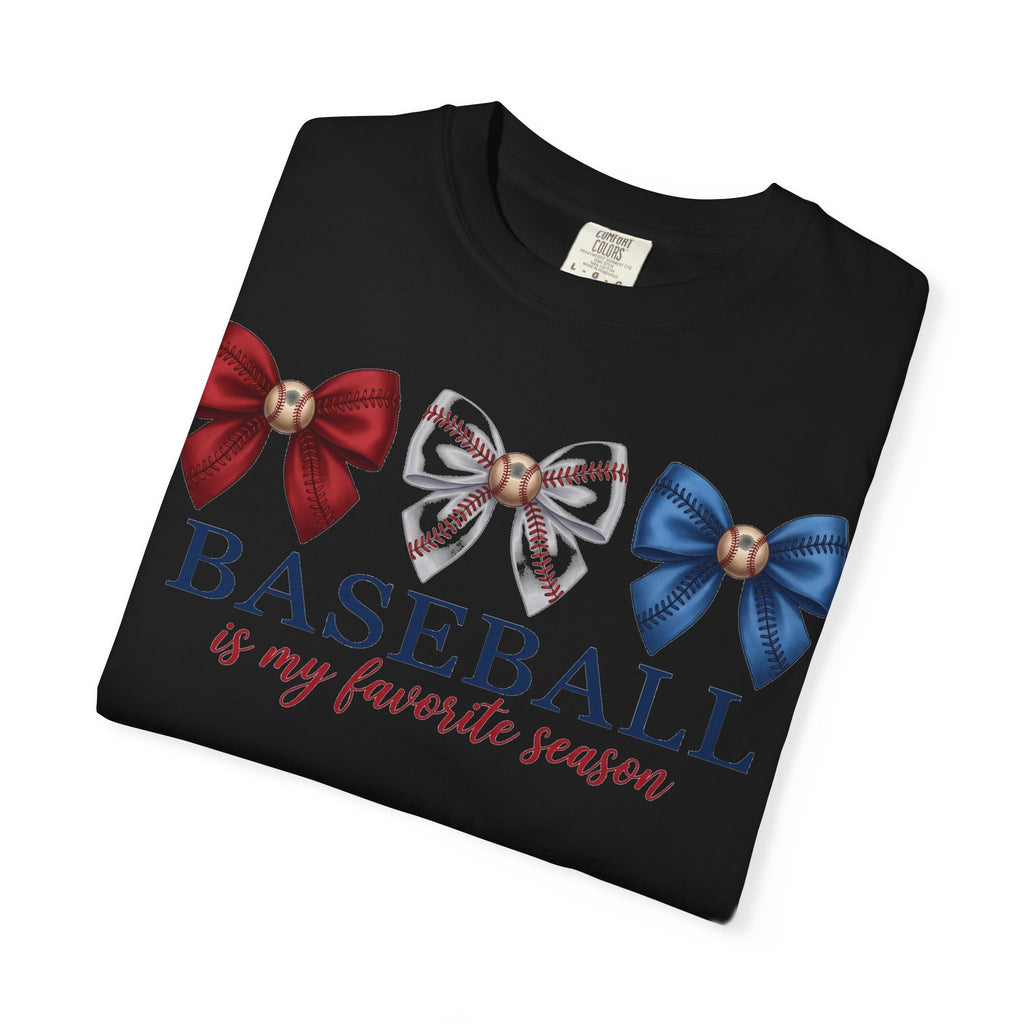 Baseball Is My Favorite Season Shirt, Coquette Baseball Bows Tee, Baseball Mom Shirt, Game Day Gift