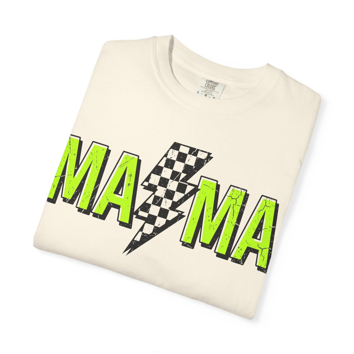 Mama Lightning Bolt Shirt, Neon Green Checkered Bolt Tee, Edgy Mom Shirt, Mama Gift