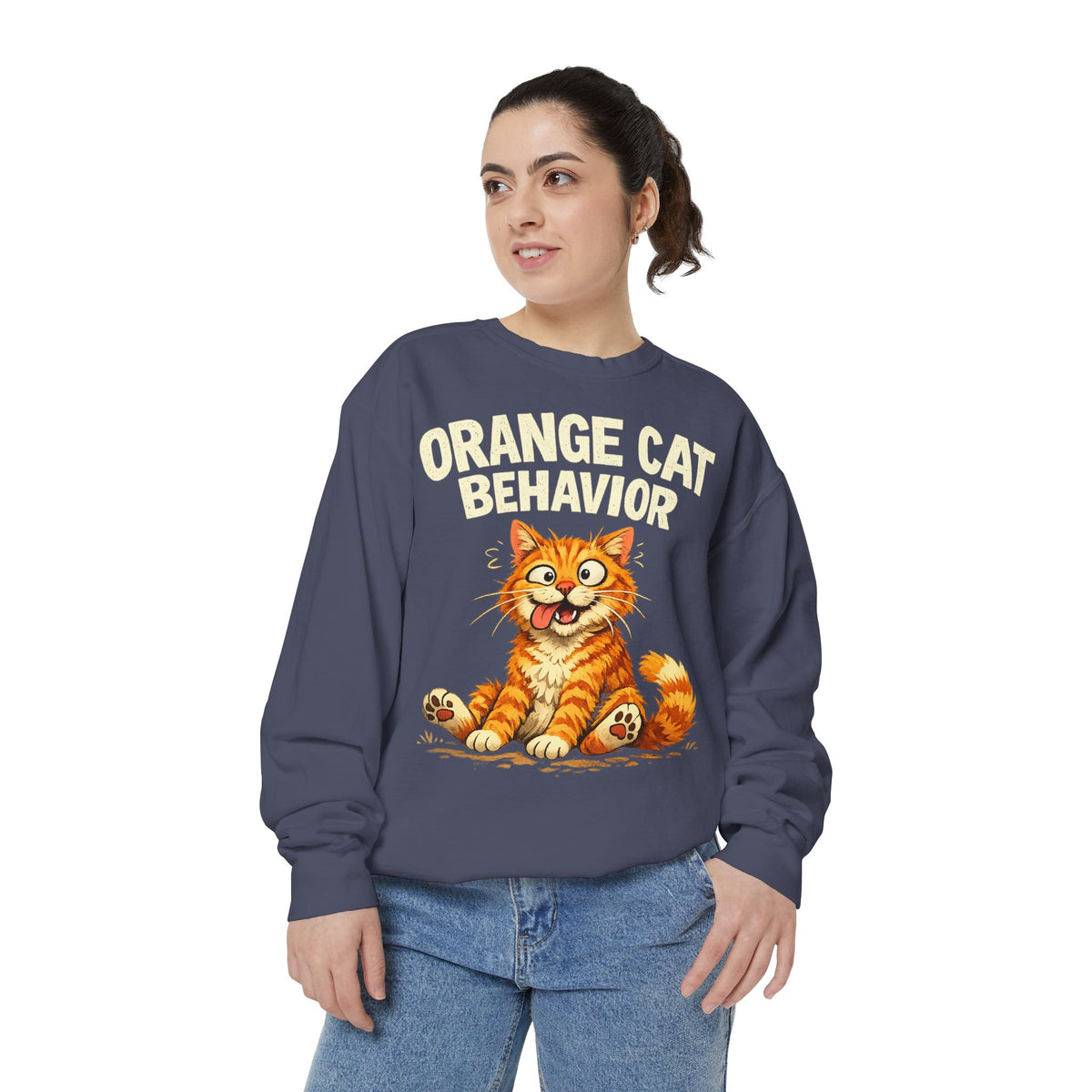 Orange Cat Behavior Sweatshirt — Cute Ginger Kitty Graphic Pullover