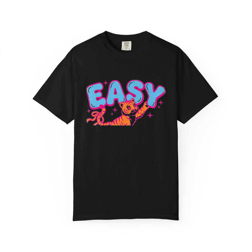 Easy Tiger Shirt, Y2K Bubble Letter Tiger Tee, Pink And Blue Retro Shirt, Funny Flirty Gift