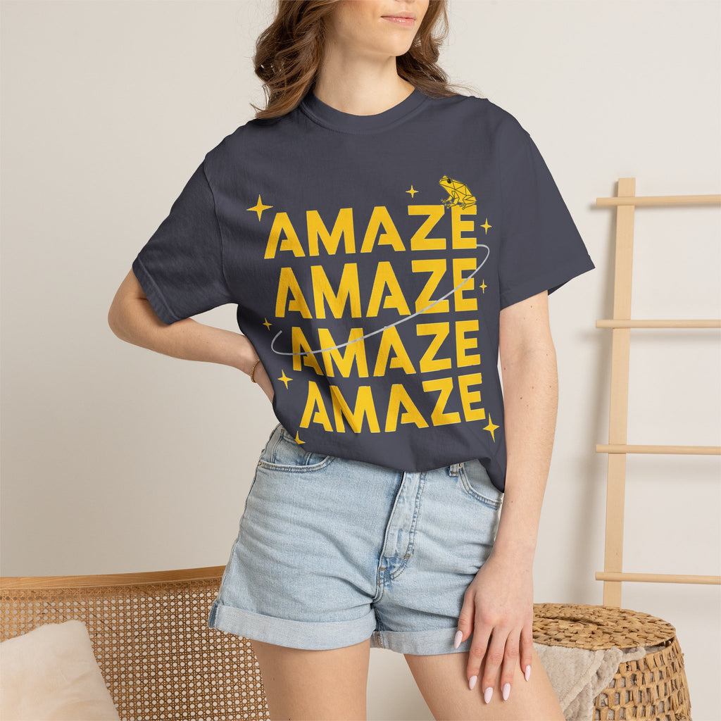 Amaze Amaze Amaze Amaze Shirt, Four Line Retro Type Tee, Frog Sparkle Graphic Shirt, Trendy Gift
