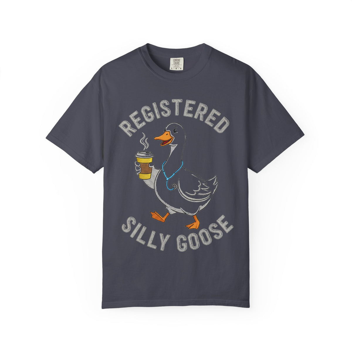 Registered Silly Goose Coffee Cup Shirt, Faux Stitch Nurse Goose Tee, Funny Nurse Shirt, RN Gift