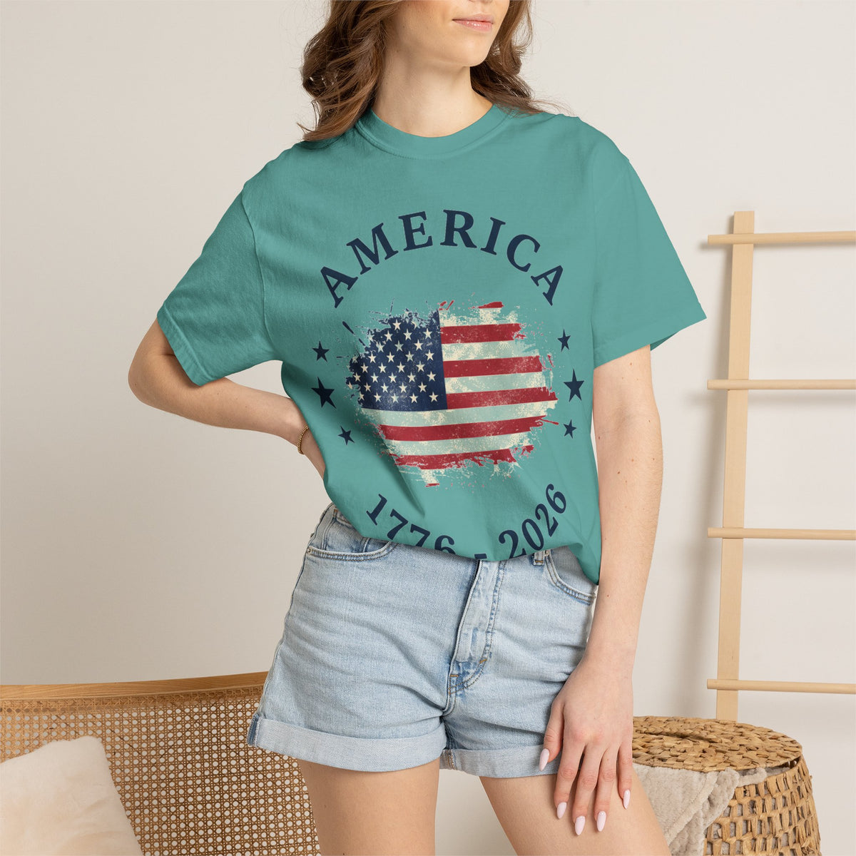 America 1776 2026 Arched Shirt, Vintage Flag Splash Tee, Patriotic Americana Shirt, Independence Day Gift