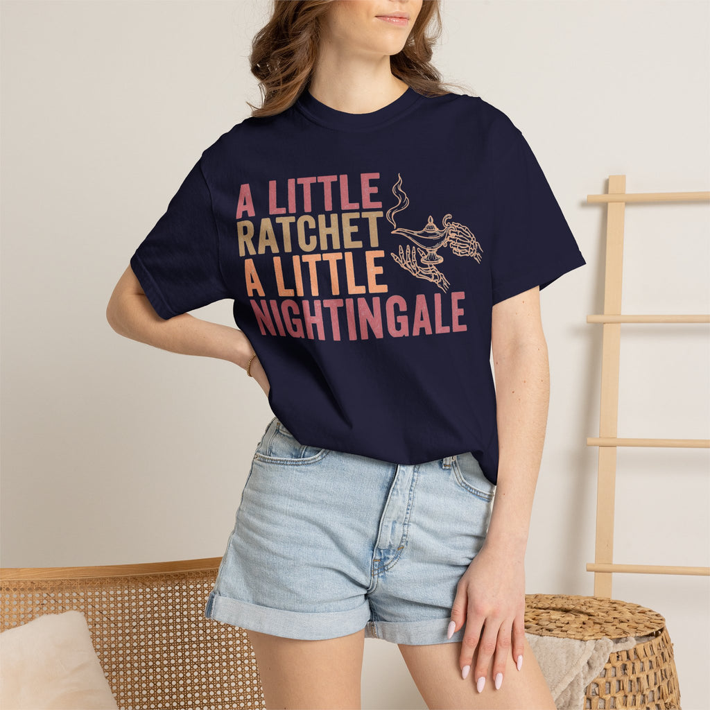 A Little Ratchet A Little Nightingale Shirt, Funny Nurse Shirt, Skeleton Hand Lamp Nurse Tee, Sarcastic RN Gift