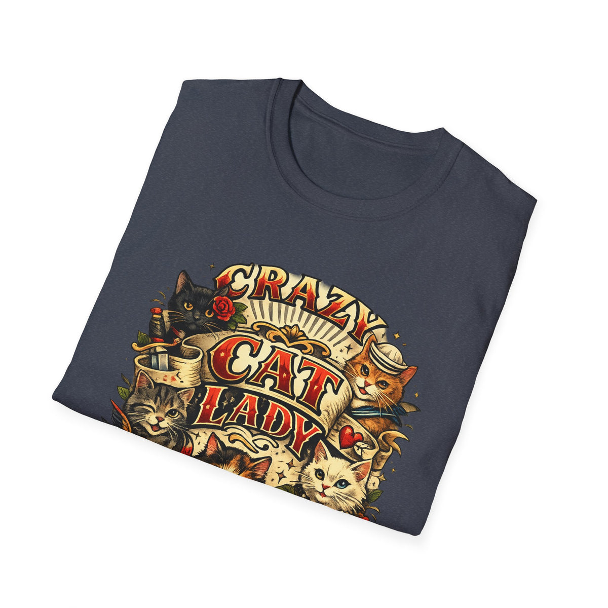 Crazy Cat Lady T-Shirt — Vintage Floral Cat Crew Tee