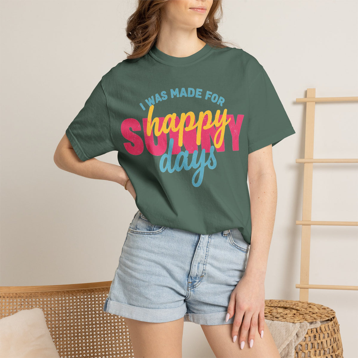 I Was Made For Happy Sunny Days Pastel Shirt, Soft Retro Summer Tee, Beach Vacation Shirt, Summer Gift