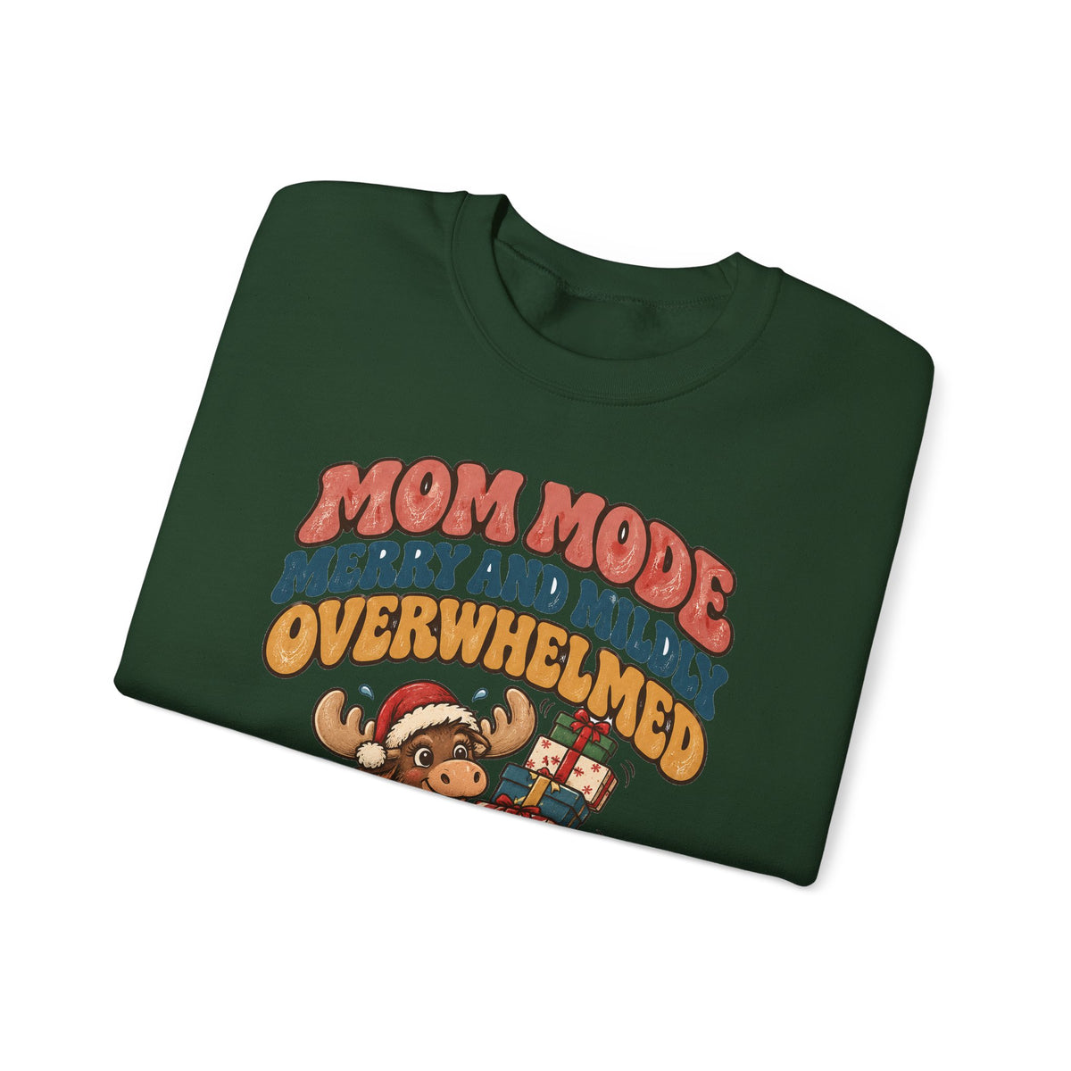 Funny Mom Gift Mom Mode Merry And Mildly Overwhelmed Ornament Mug Sweatshirt Christmas Gift for Mom Wife Tired Mama Moose