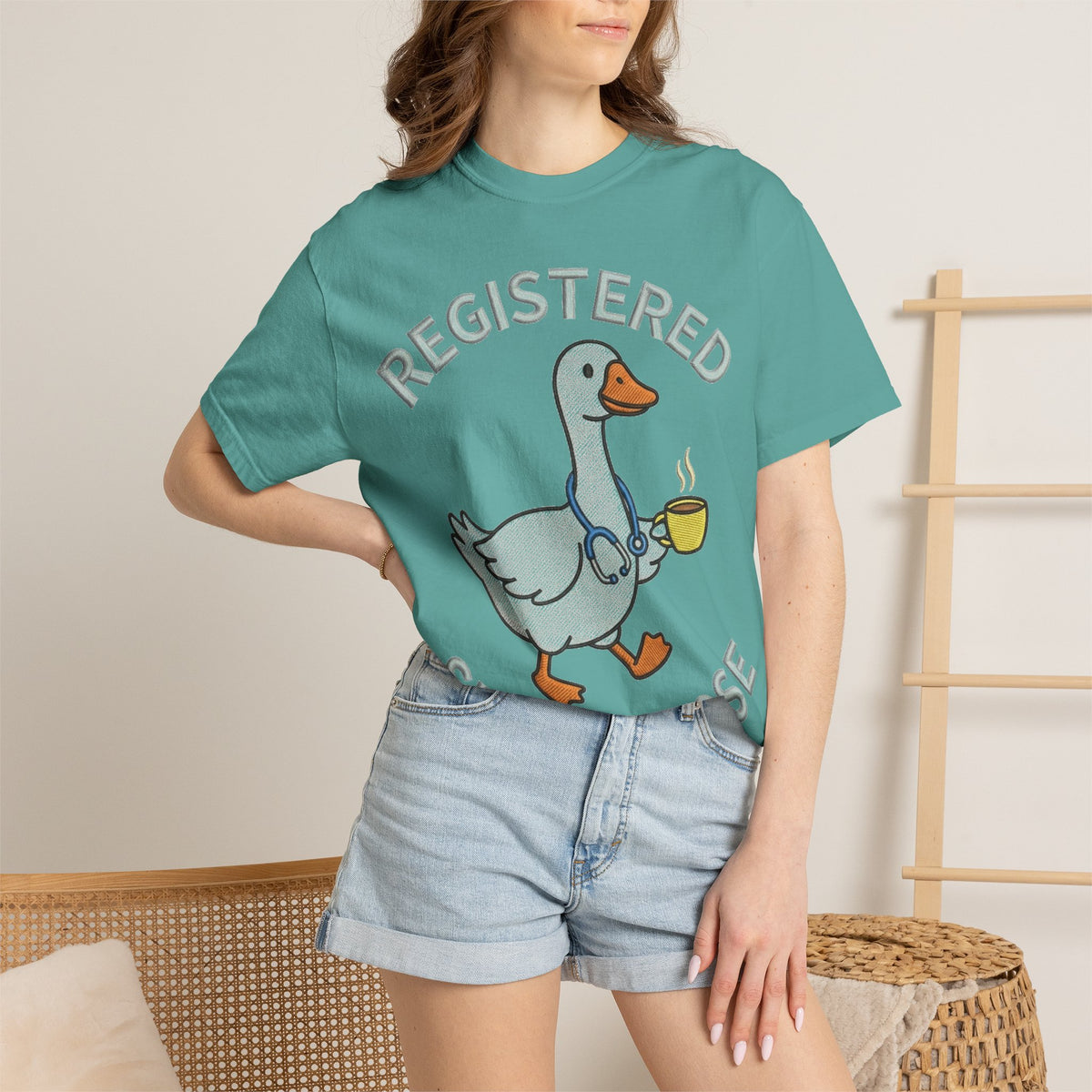 Registered Silly Goose Shirt, Faux Embroidery Nurse Goose Tee, Funny RN Shirt, Nurse Gift