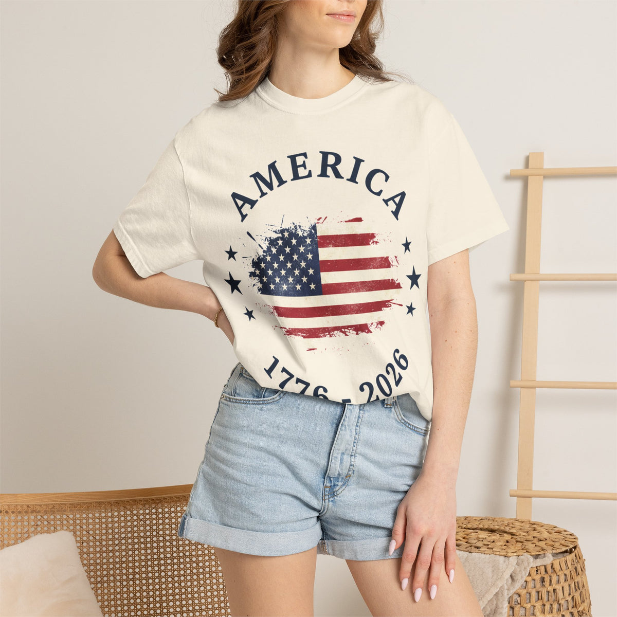 America 1776 2026 Arched Shirt, Vintage Flag Splash Tee, Patriotic Americana Shirt, Independence Day Gift