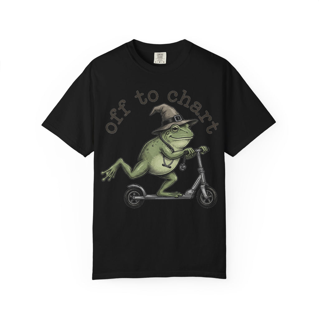 Off To Chart Etched Frog Shirt, Vintage Nurse Frog Scooter Tee, Charting Humor Shirt, RN Gift