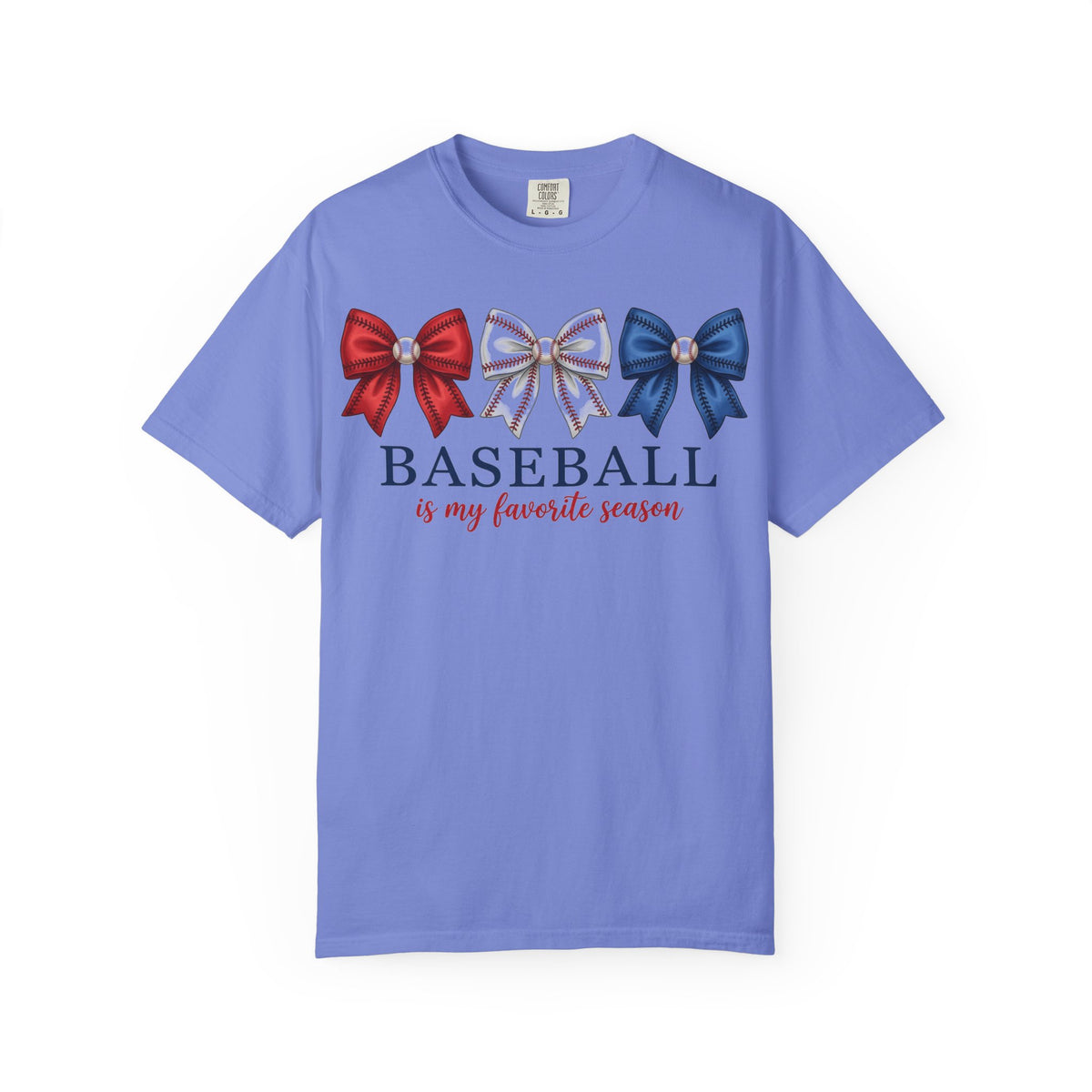 Baseball Is My Favorite Season Tee, Small Bow Trio Baseball Shirt, Coquette Sports Mom Shirt, Game Day Gift
