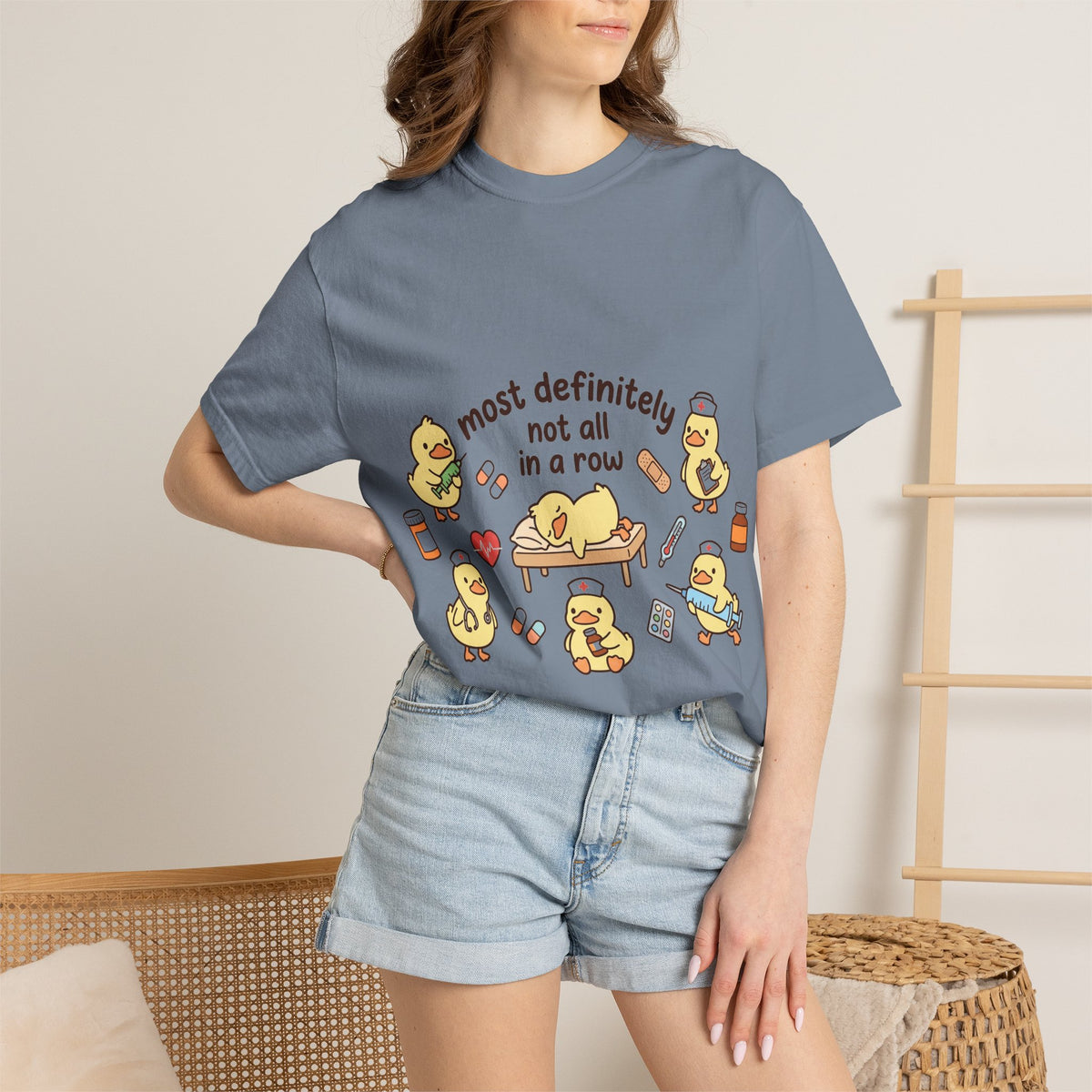 Most Definitely Not All In A Row Shirt, Funny Nurse Duck Tee, Cute Duckling Nurse Shirt, RN Gift