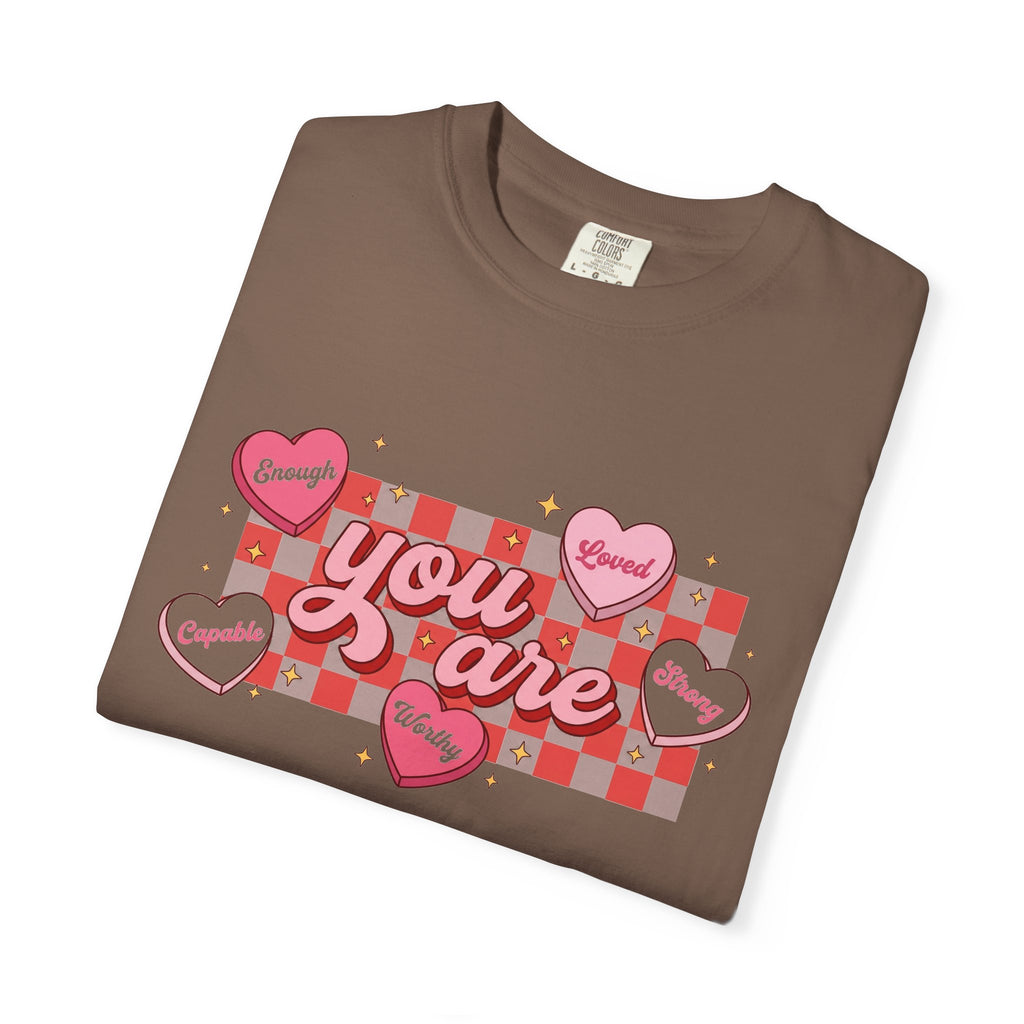 You Are Enough Candy Heart Shirt, Red Check Affirmation Tee, Valentines Self Love Shirt, Gift For Her