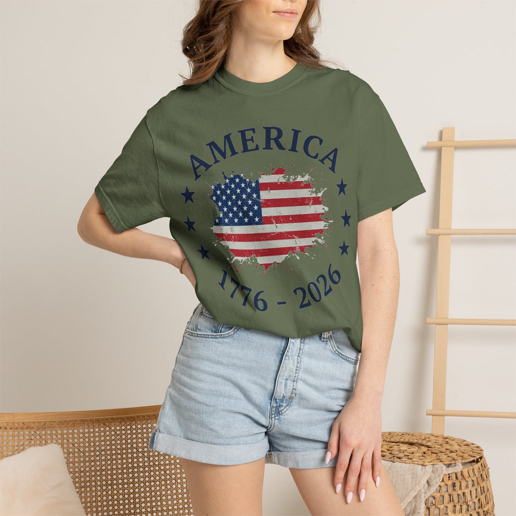 America 1776 2026 Shirt, Distressed Flag Oval Tee, Patriotic 250th Anniversary Shirt, Fourth Of July Gift
