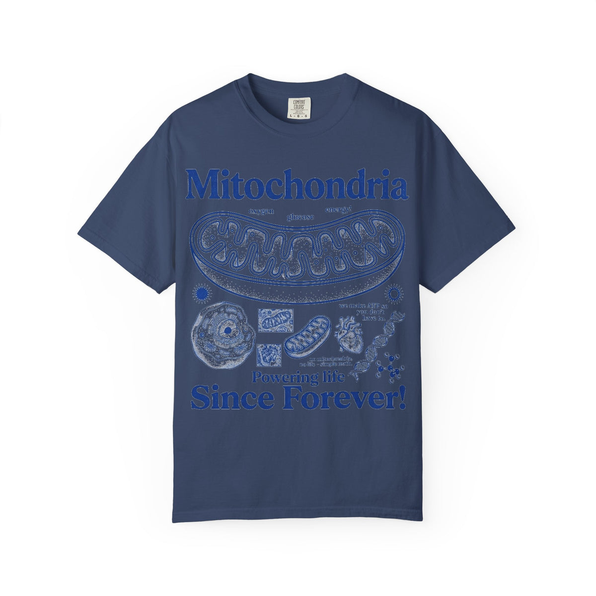 Mitochondria Powering Life Since Forever Tall Shirt, Retro Biology Poster Tee, Science Teacher Shirt, Nerd Gift