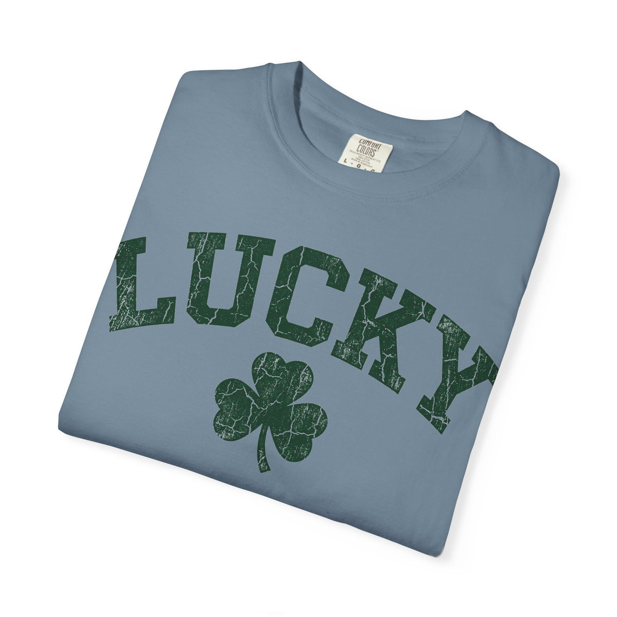 Lucky Clover Collegiate Shirt, Cracked Varsity Green Tee, St Patricks Day Shirt, Shamrock Gift