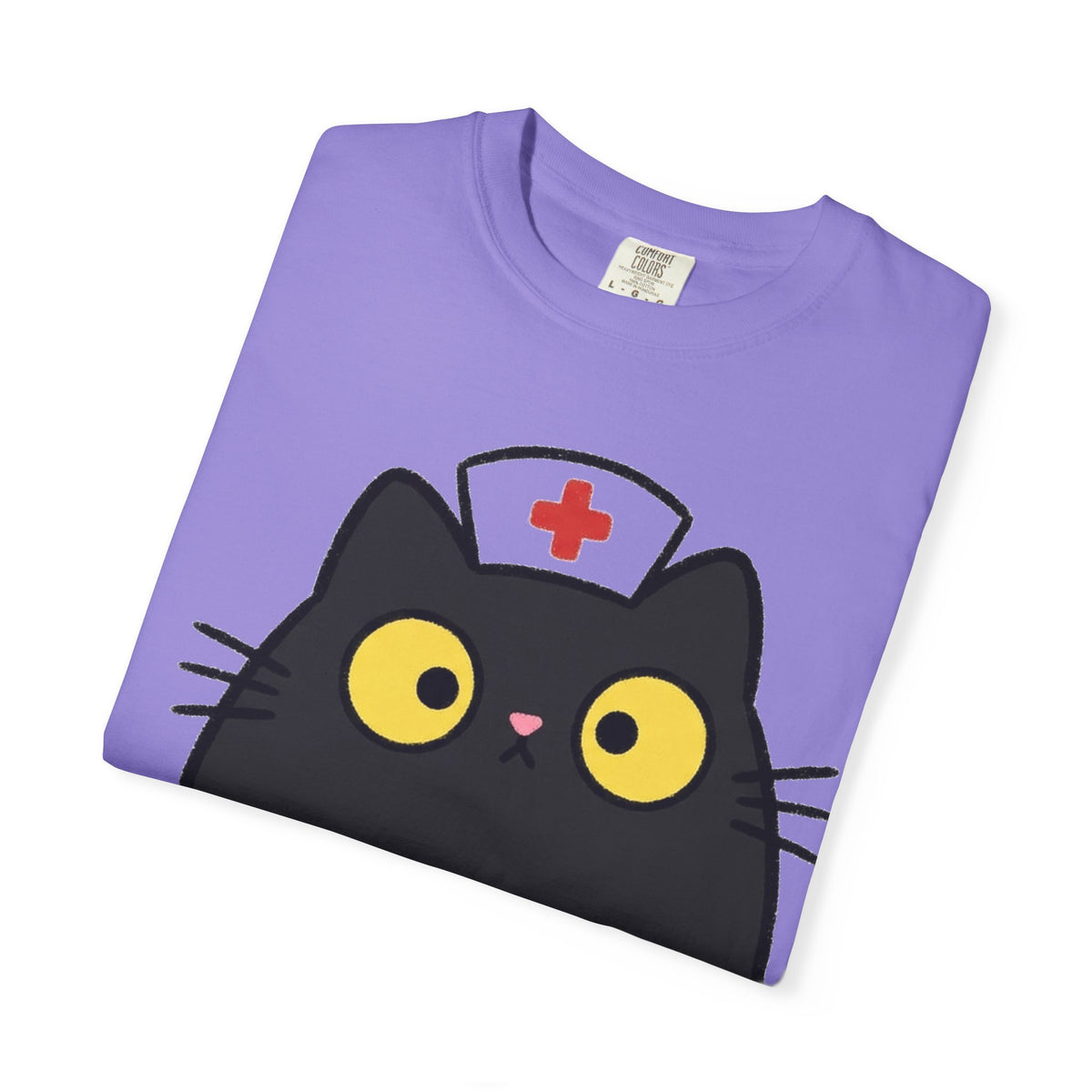 Kawaii Black Cat Nurse Shirt, Cute Cat In Nurse Cap Tee, Funny Nurse Cat Shirt, RN Gift