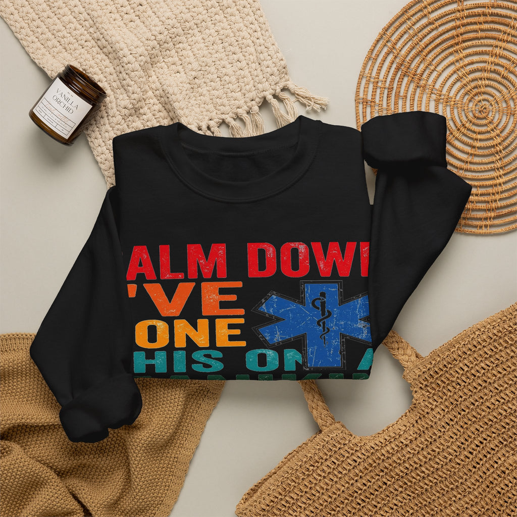 Calm Down I've Done This On A Manikin Sweatshirt, Funny EMS Paramedic Sweatshirt, EMT Gift, Retro Nursing Student Sweatshirt, First Responde