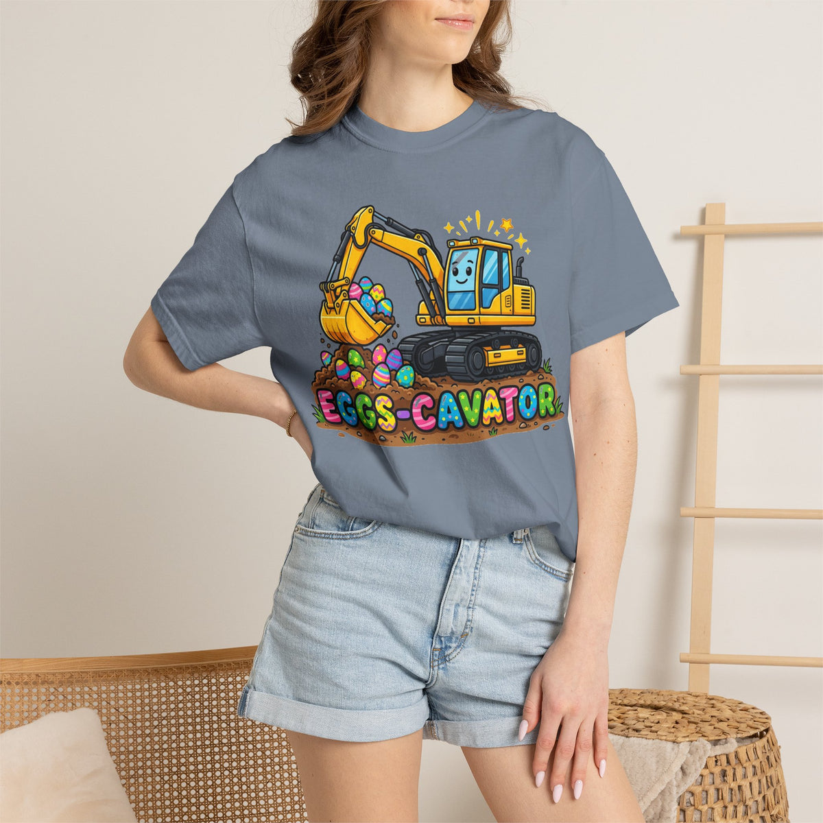 Eggs-Cavator Excavator Shirt, Funny Easter Construction Tee, Digger Easter Egg Shirt, Boys Easter Gift