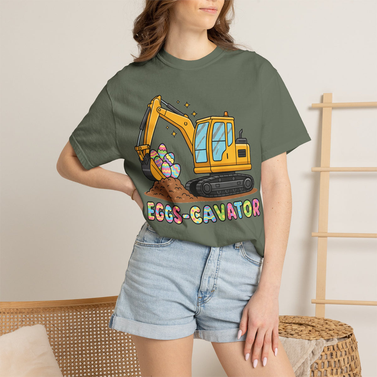 Eggs-Cavator Big Digger Shirt, Easter Excavator Tee, Construction Easter Shirt, Kids Easter Gift
