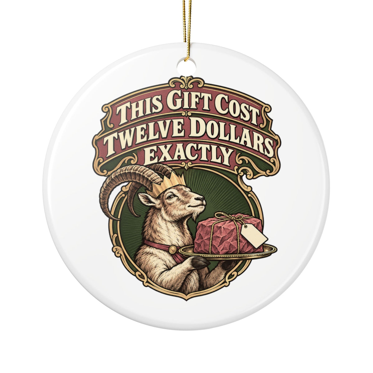 This Gift Cost Twelve Dollars Exactly Ornament, Funny Coworker Christmas Gift, Ceramic Christmas Ornament 2026
