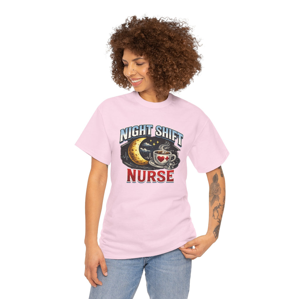 Night Shift Nurse T‑Shirt - Cute Moon & Coffee Graphic Tee for Nurses